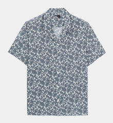 Short Sleeved Printed Shirt | Men | White x Blue