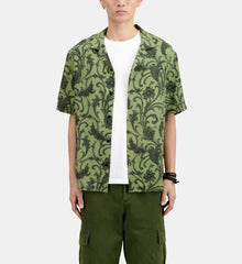 Green Printed Short Sleeve Shirt | Men | Khaki Black