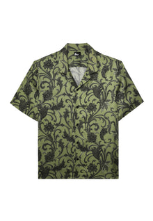 Green Printed Short Sleeve Shirt | Men | Khaki Black