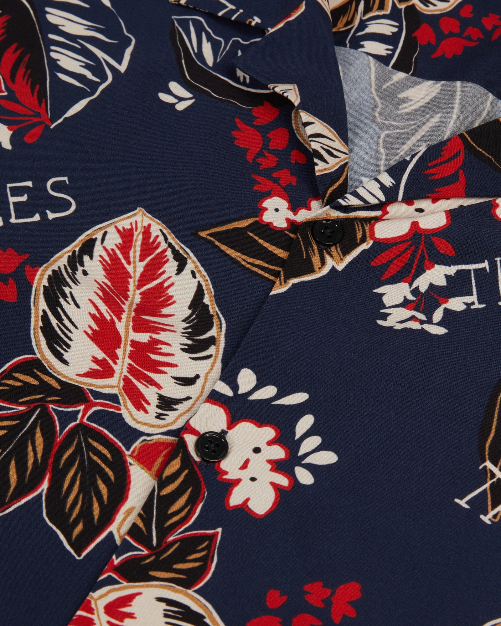 Leaf Print Short Sleeve Shirt | Men | Navy