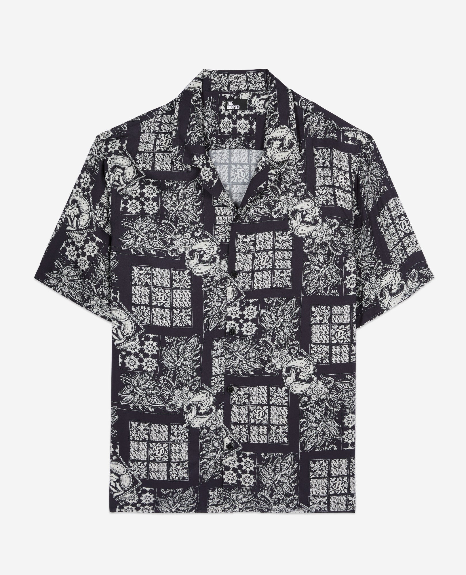 Paisley Print Short Sleeve Shirt | Men | Navy x White