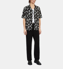 Palm Tree Print Short Sleeve Shirt | Men | Black x White