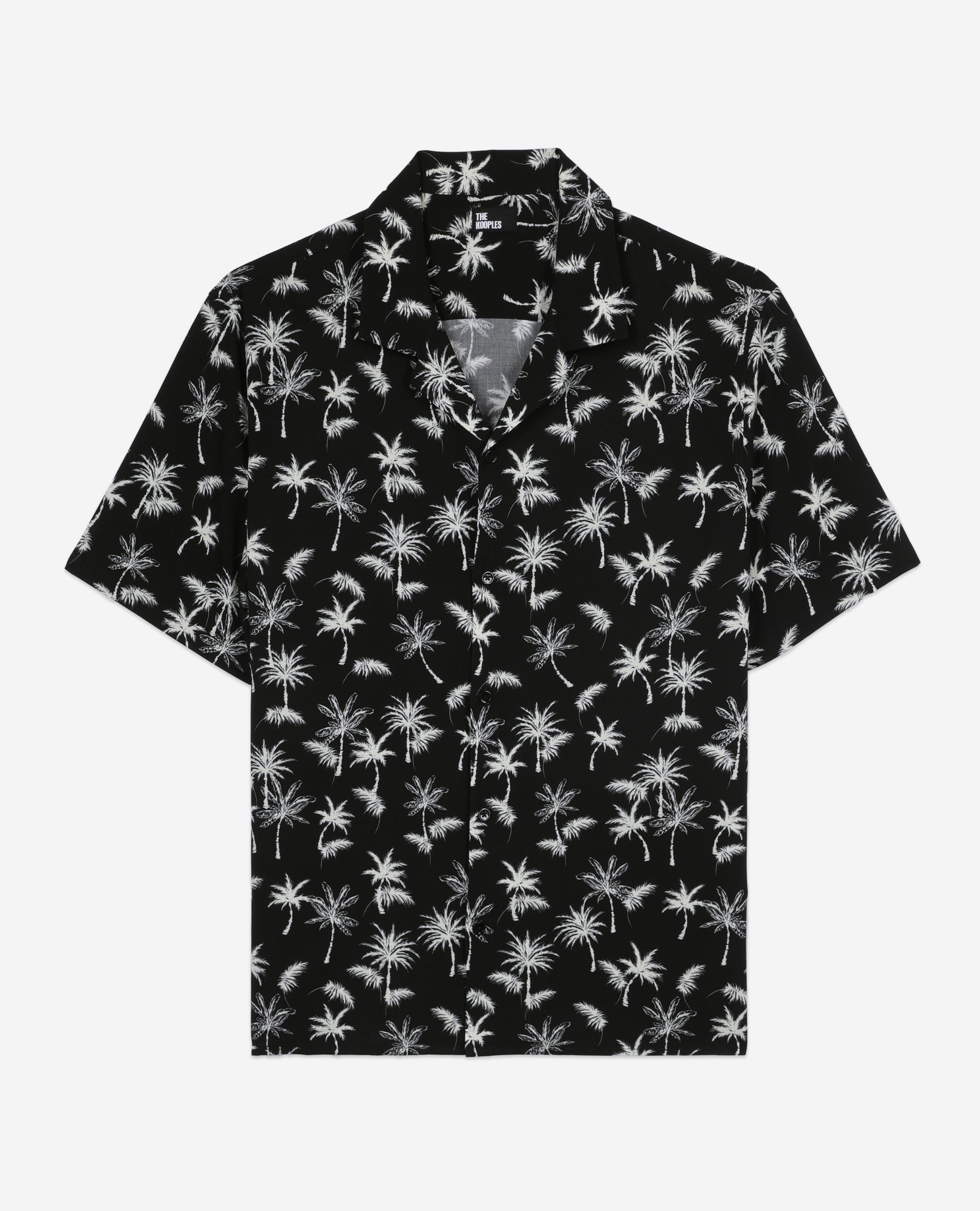 Palm Tree Print Short Sleeve Shirt | Men | Black x White