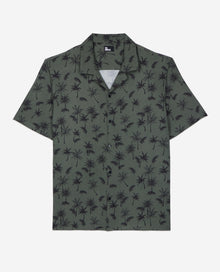 Khaki Palm Tree Print Short Sleeve Shirt | Men | Khaki Black