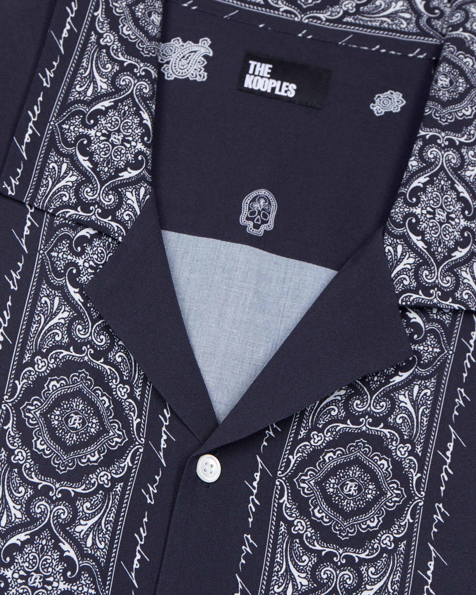 Skull Paisley Print Short Sleeve Shirt | Men | Navy x White