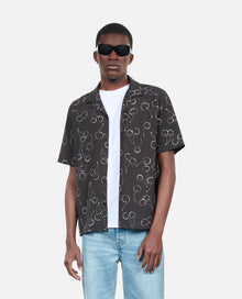 Short-Sleeved Cherry Printed Shirt | Men | Black