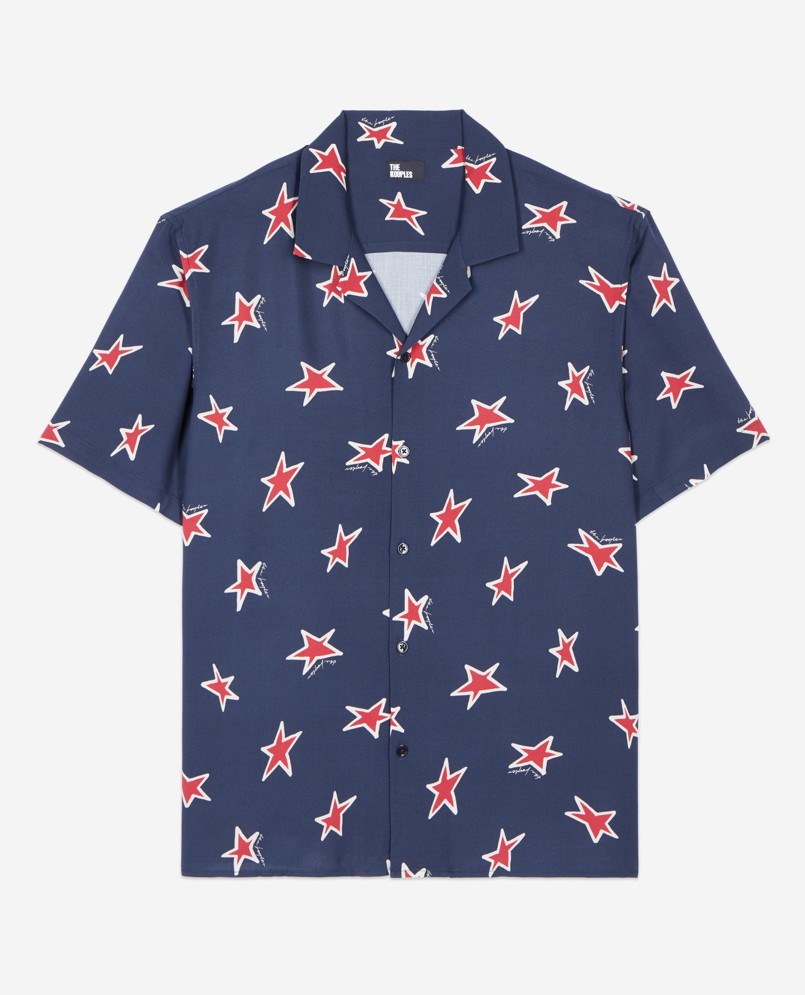 Short-Sleeved Star Printed Shirt | Men | Navy x Red