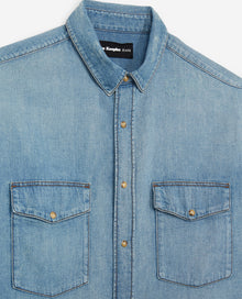 Oversized Denim Shirt | Men | Blue Washed