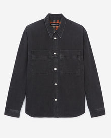 Denim Shirt With Check Lining | Men | Black Washed