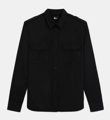 Black Classic Collar Denim Shirt | Men | Stone Grey