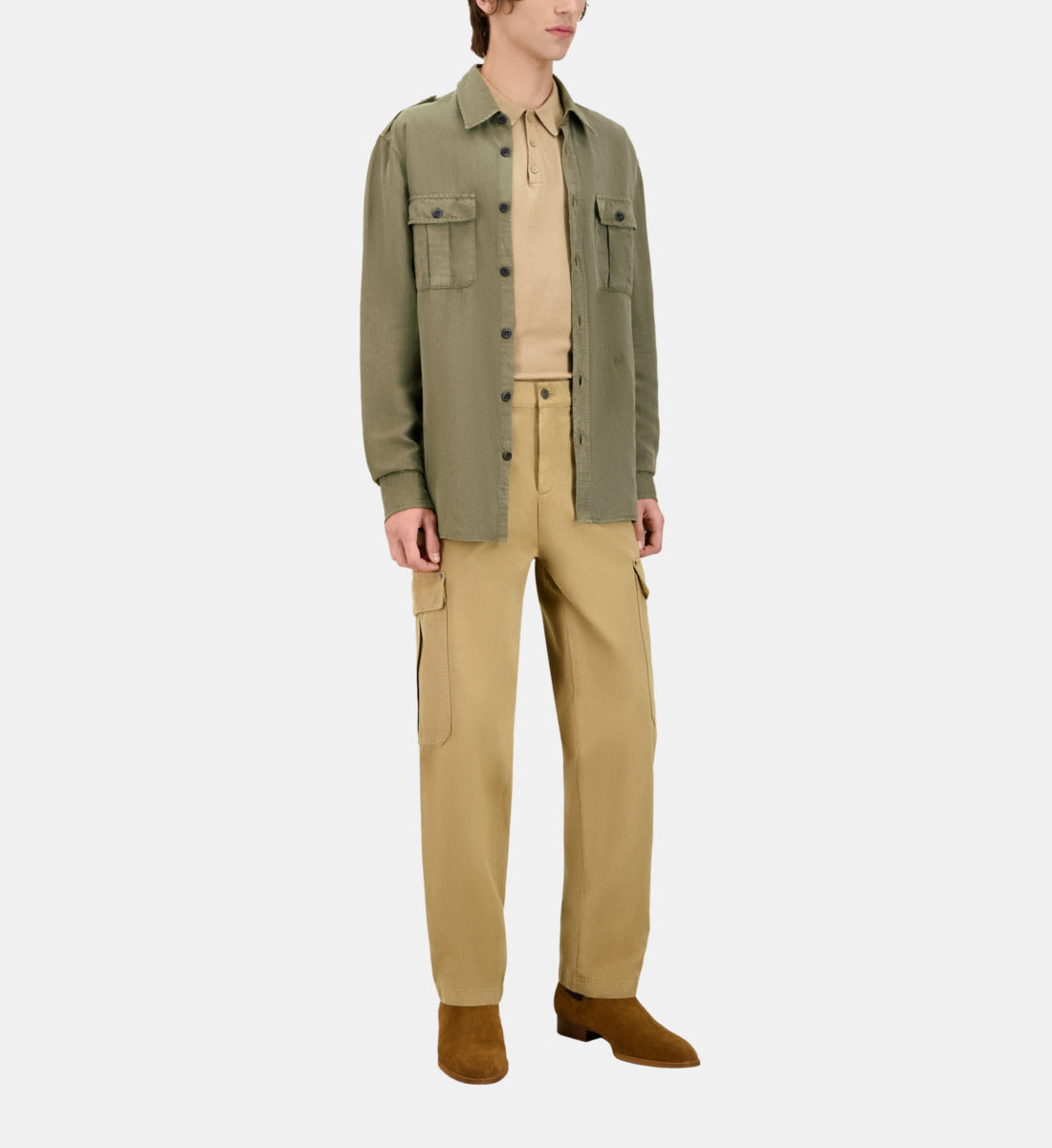 Lyocell And Linen Shirt | Men | Khaki