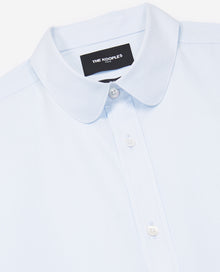 Slim-Fit Cotton Shirt With Round Collar | Men | Sky Blue