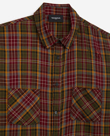 Relaxed-Fit Viscose Shirt With And Check Motif | Men | Red x Yellow