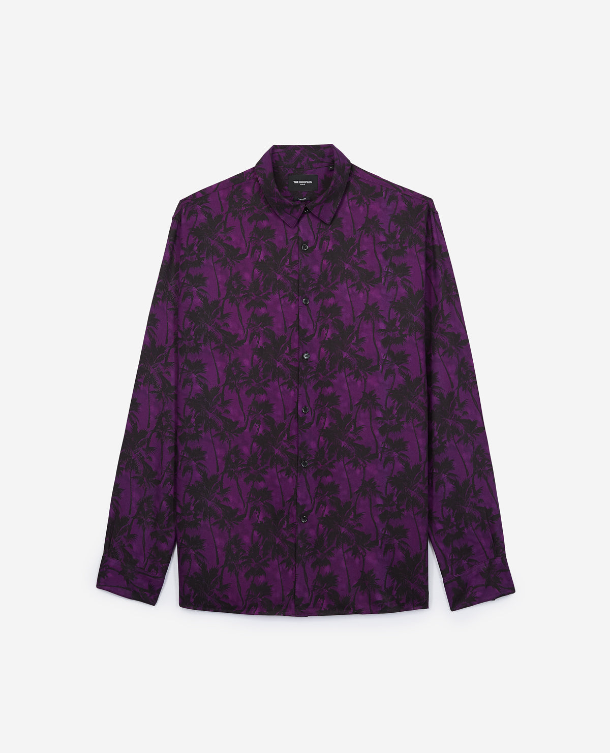 Relaxed-Fit And Cotton Shirt With Palm-Tree Print | Men | Black x Purple