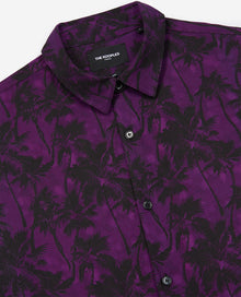 Relaxed-Fit And Cotton Shirt With Palm-Tree Print | Men | Black x Purple