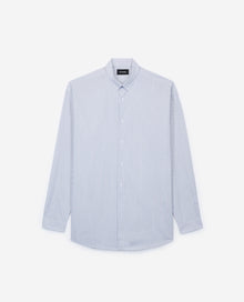 Oversized Blue And Striped Cotton Shirt | Men | Black x White