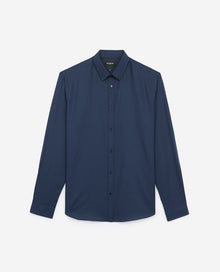 Patterned, Blue Officer-Collar Shirt | Men | Dark Navy x Navy