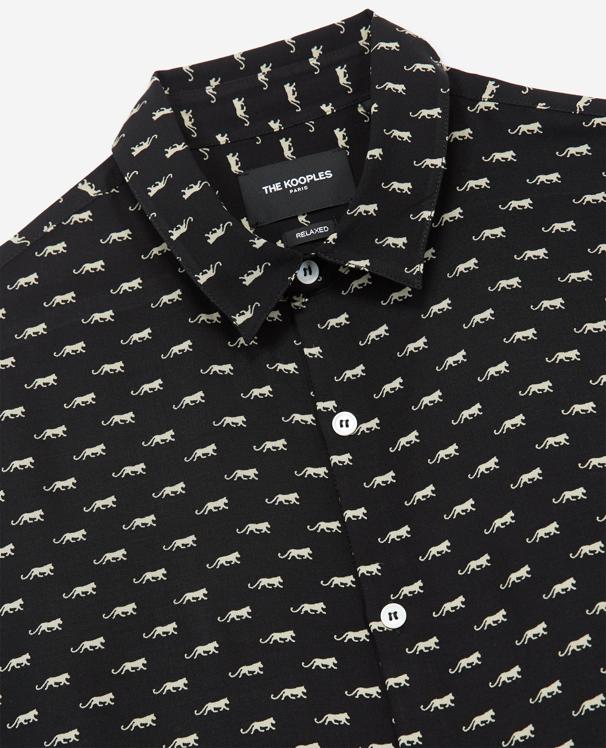 Printed Cotton Classic Collar Shirt | Men | Black x White