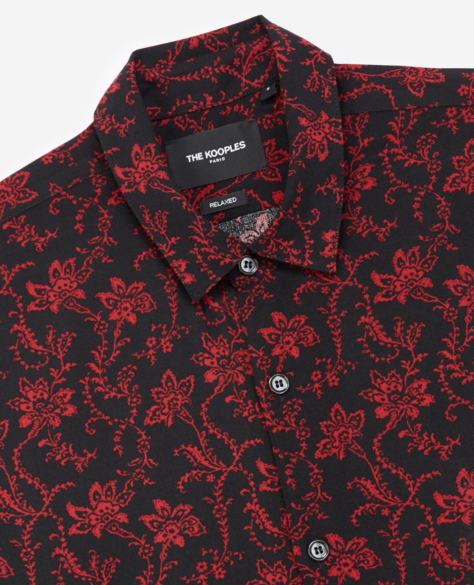 Floral Printed, Flowing Shirt | Men | Black x Red