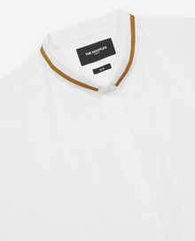 Cotton Officer Collar Shirt With Stripe | Men | White