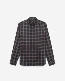 Loose-Fitting Check Shirt With Classic Collar | Men | Black x Burgundy x White