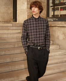 Loose-Fitting Check Shirt With Classic Collar | Men | Black x Burgundy x White