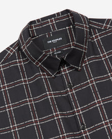 Loose-Fitting Check Shirt With Classic Collar | Men | Black x Burgundy x White