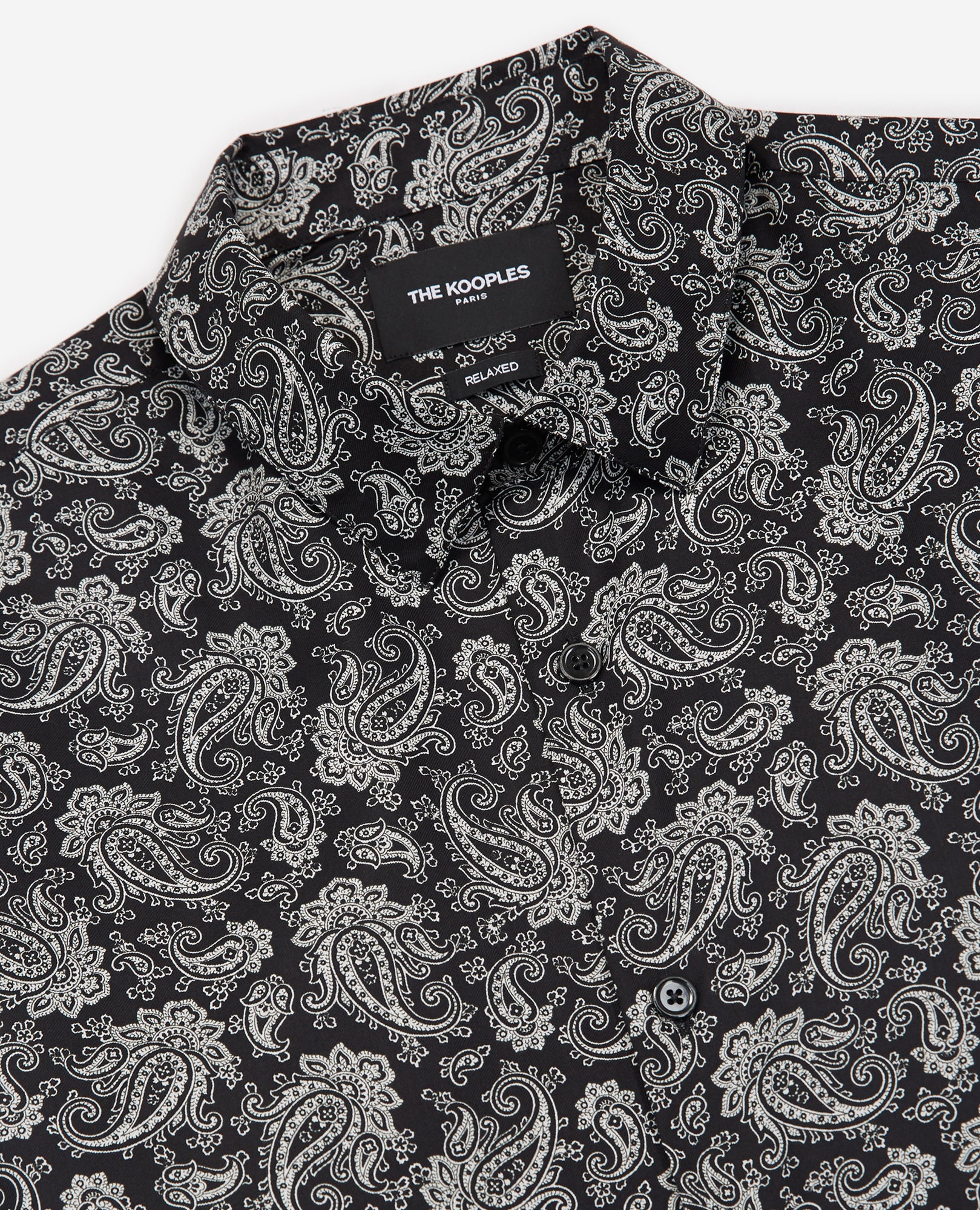 Printed Slim-Fit Shirt W/Paisley Motif | Men | Black x White