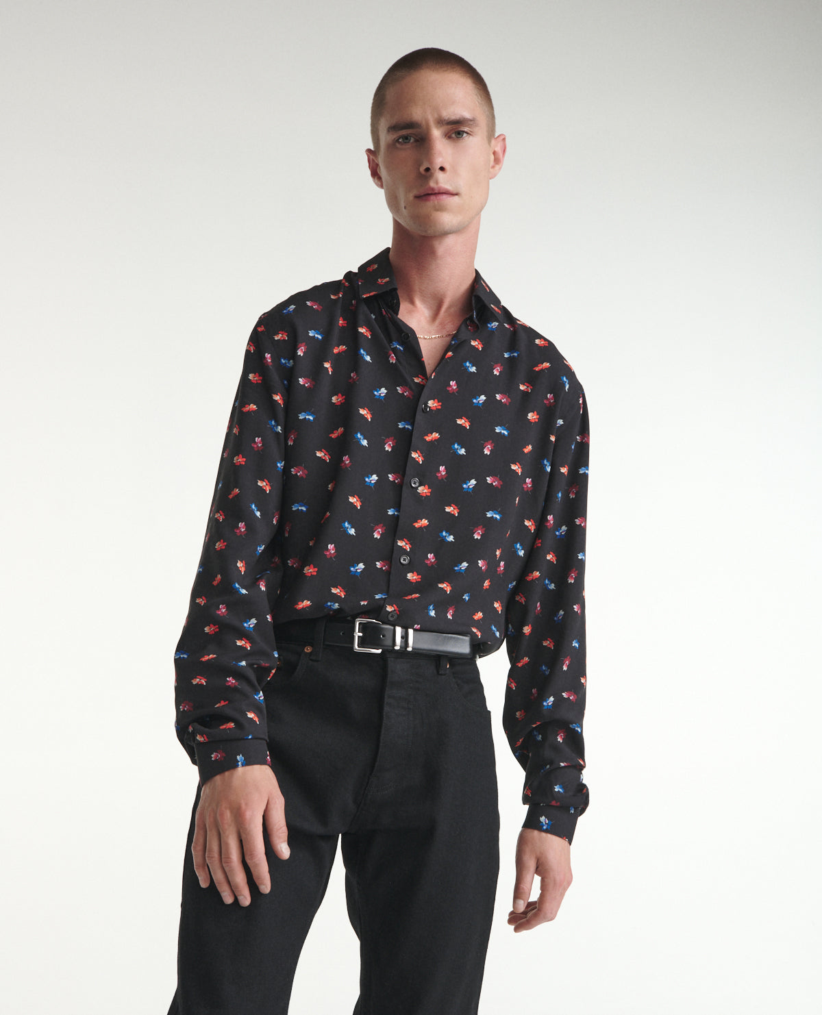 Flowing Printed Shirt Colored Floral Print | Men | Black Red Blue