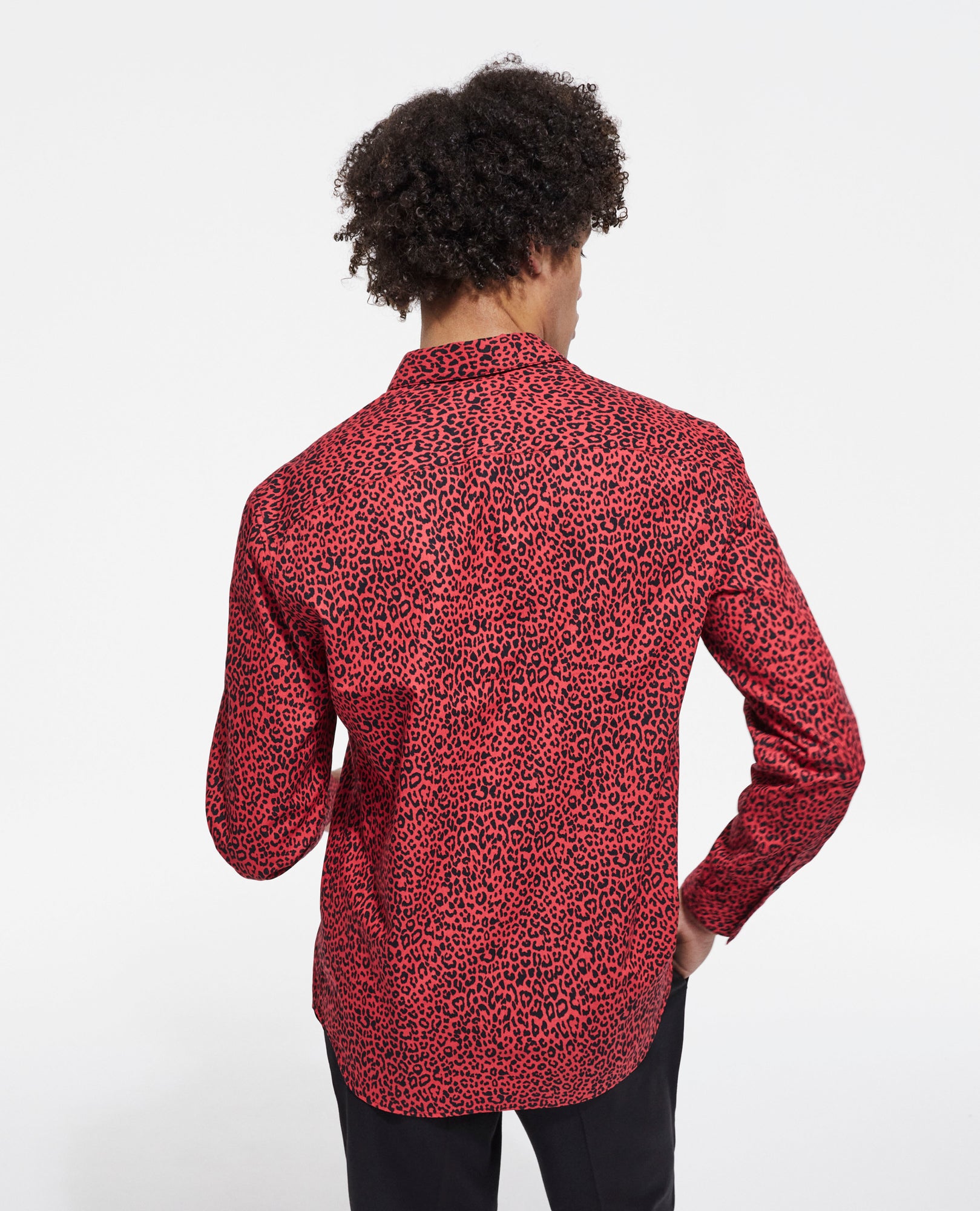 Leopard Print Shirt With Classic Collar | Men | Red x Black