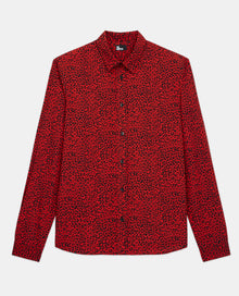 Leopard Print Shirt With Classic Collar | Men | Red x Black