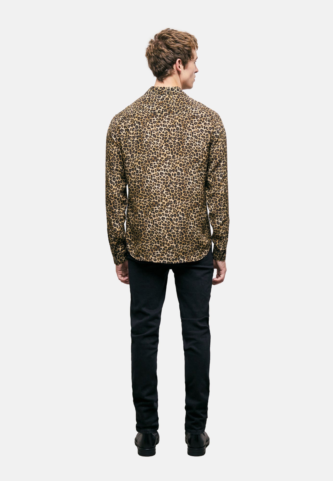 Print Silk Shirt With Classic Collar | Men | Leopard