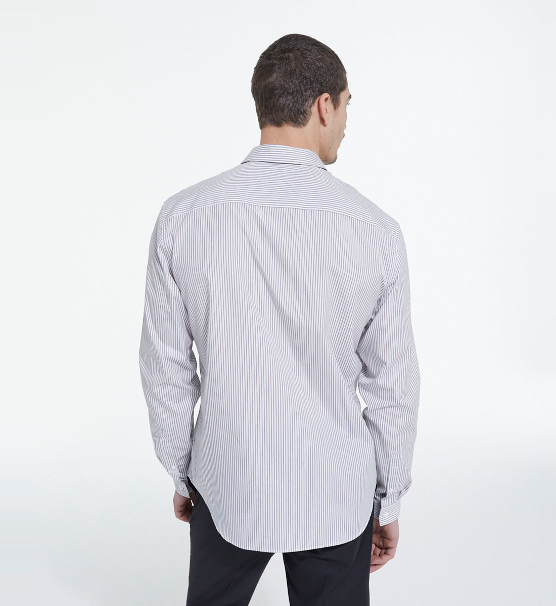 Striped Shirt With Classic Collar | Men | Grey x White