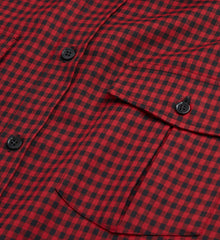 Check Wool Shirt With Classic Collar | Men | Red x Black