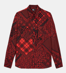 Printed Shirt With Classic Collar | Men | Black x Red