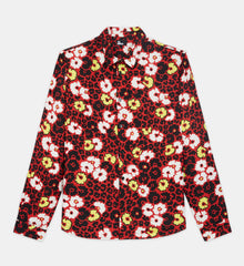 Floral Print Shirt With Classic Collar | Men | Multicolorlor x Red