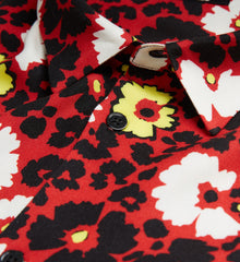 Floral Print Shirt With Classic Collar | Men | Multicolorlor x Red