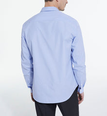 Striped Shirt With Classic Collar | Men | White x Sky Blue