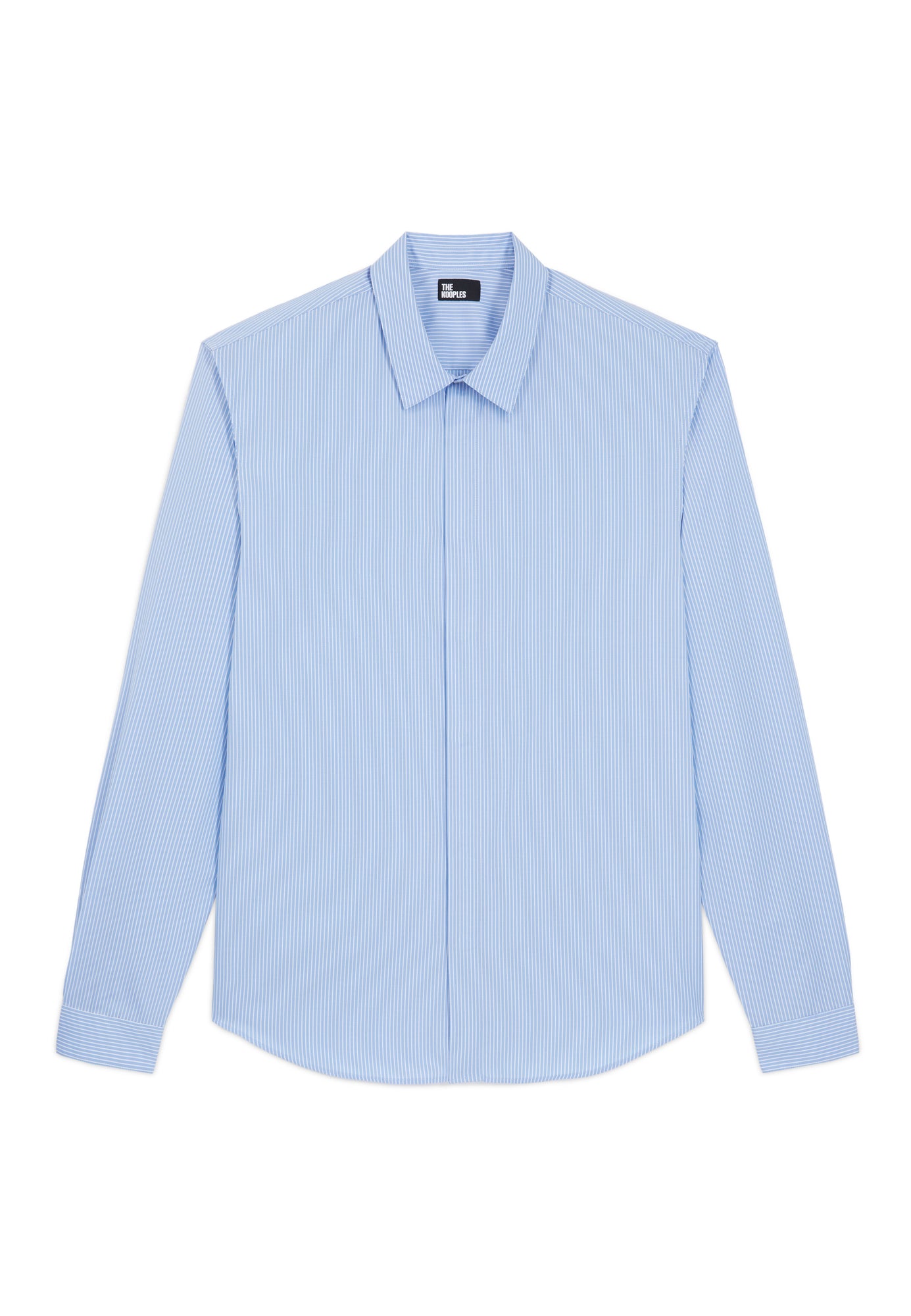 Striped Shirt With Classic Collar | Men | White x Sky Blue