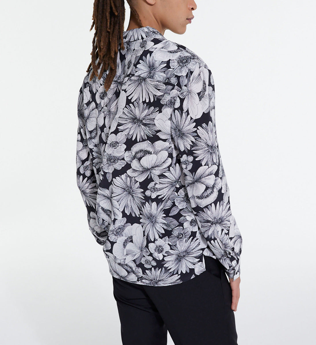 Floral Shirt With Hawaiian Collar | Men | Black x White