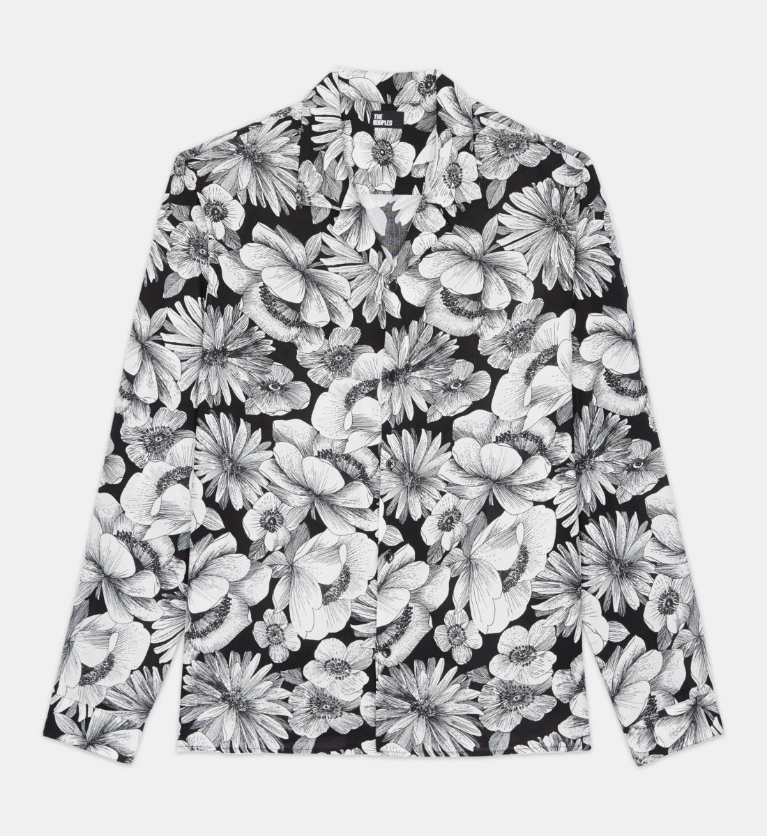 Floral Shirt With Hawaiian Collar | Men | Black x White