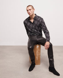 Printed Classic-Collar Shirt | Men | Black x White