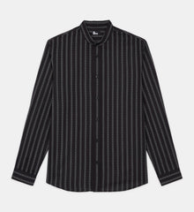 Striped Shirt With Officer Collar | Men | Black