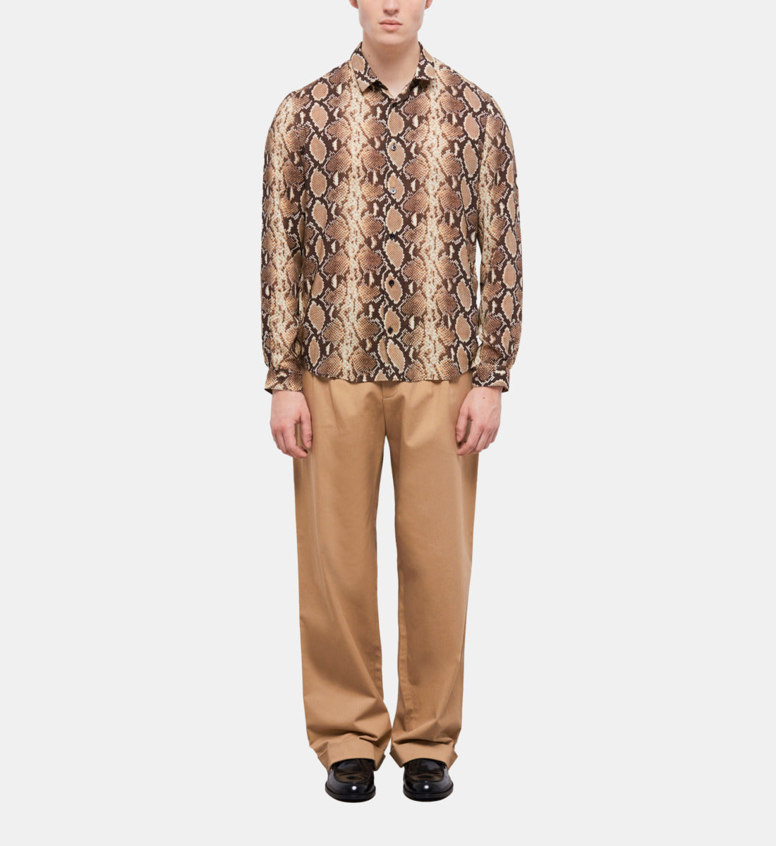 Snakeskin Print Casual Shirt | Men | Beige