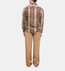 Snakeskin Print Casual Shirt | Men | Beige