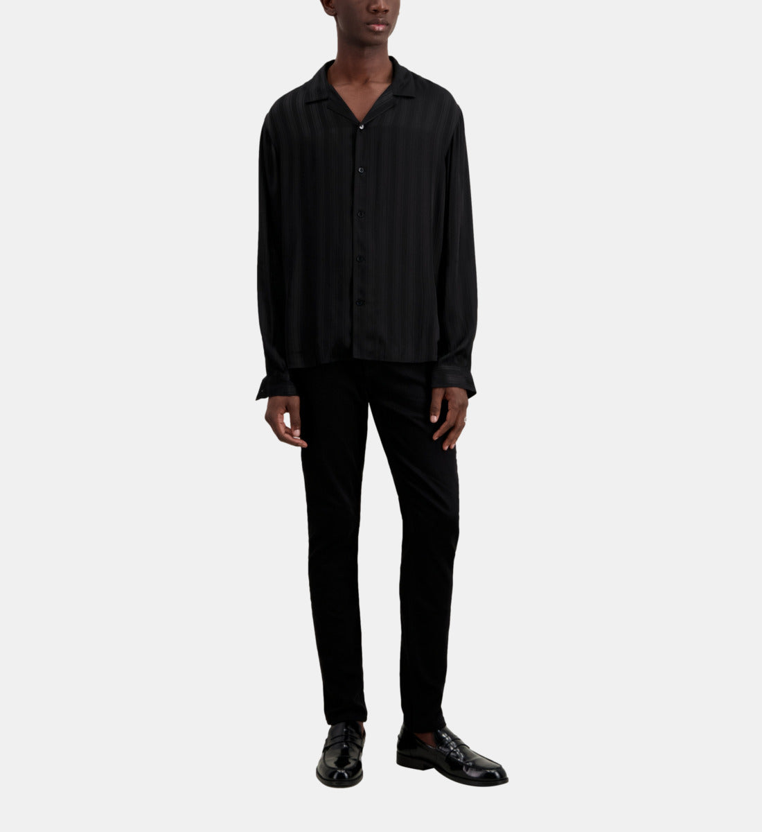 Striped Jacquard Shirt | Men | Black