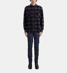 Checkered Shirt | Men | Black x Burgundy