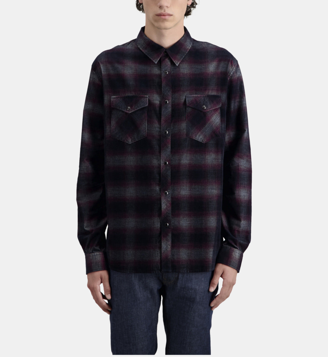 Checkered Shirt | Men | Black x Burgundy