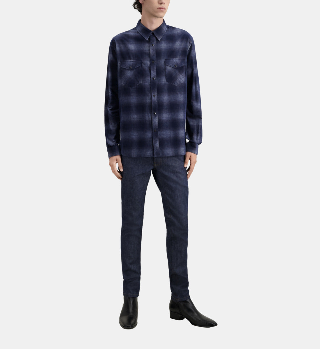 Blue Checkered Shirt | Men | Navy