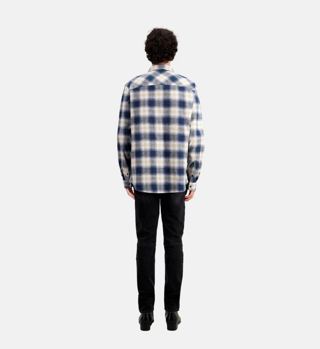 Blue And Checkered Overshirt | Men | Green x Navy x White